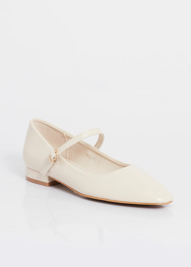 Ballerines bout amande avec bride fine Beige