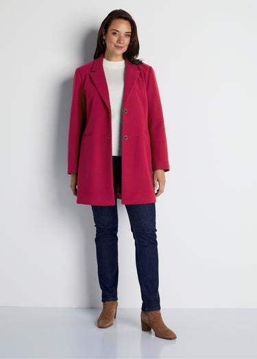 Manteau col tailleur aspect lainage Grenat