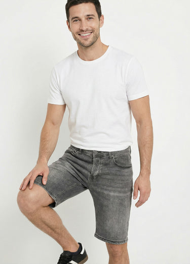 Short en toile denim délavée Gris