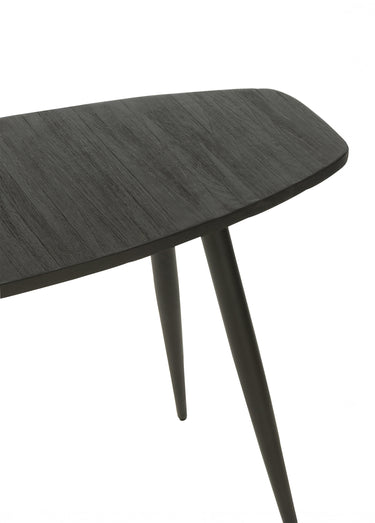 Console bois texturé, pieds compas Noir