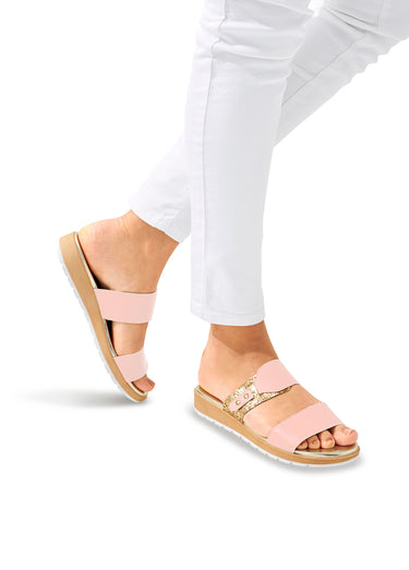 Mule pailletée largeur confort Rose