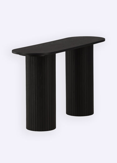 Console en bois, pieds façon colonne Noir