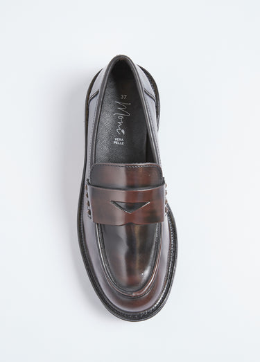 Mocassins cuir avec semelle épaisse crantée Marron
