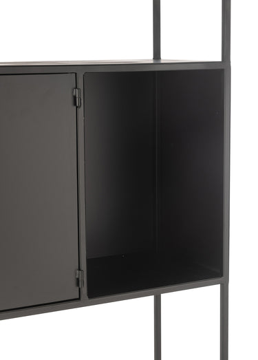Etagère métal mat 2 portes + 2 niveaux Noir