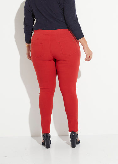 Pantalon extensible taille élastiquée Brique