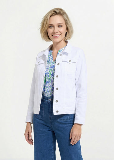 Veste en jean coupe droite stretch Blanc
