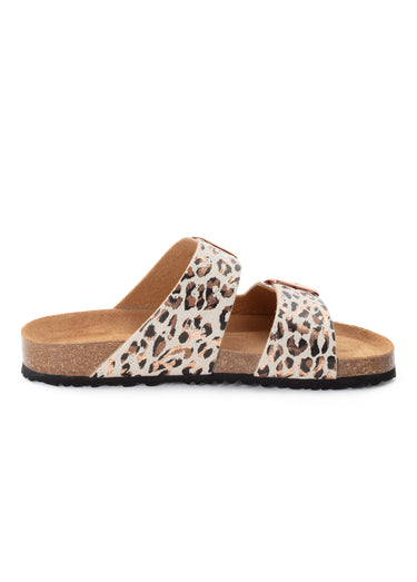 Mules anatomiques ouvertes motif léopard Beige Leopard