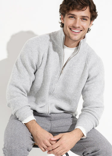 Gilet zippé chaud avec laine, col montant Gris