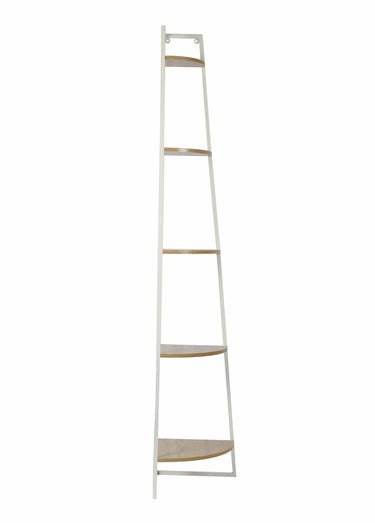 Etagère d'angle 5 niveaux en métal clair Marron / Blanc