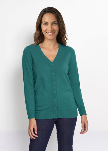Gilet boutonné mi-long maille douce Vert