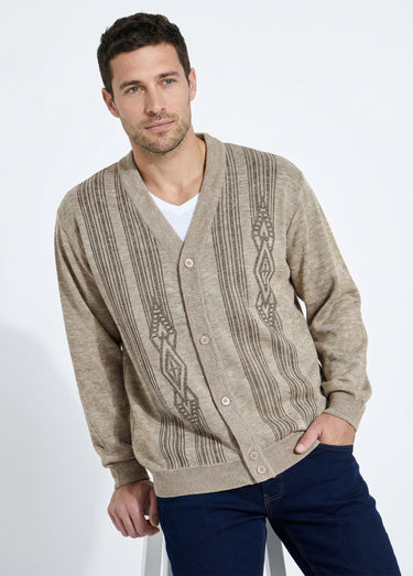 Gilet col V boutonné manches longues laine Chine Beige