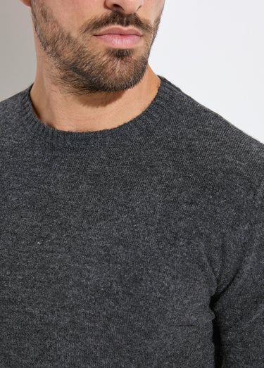 Pull col rond fine jauge, coupe ajustée Gris Fonce