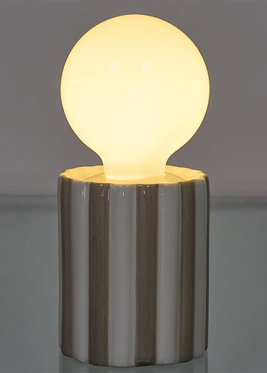 Lampe nomade à piles, pied céramique Taupe/Blanc