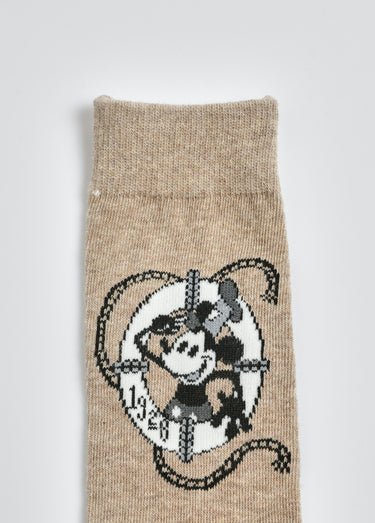 Chaussettes vintage fantaisie, Mickey Beige