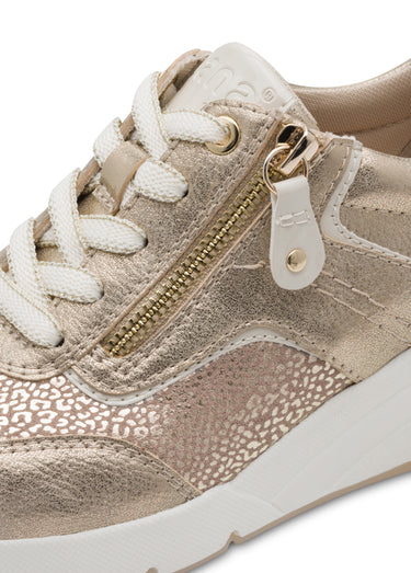 Sneakers métallisées semelle compensée Dore