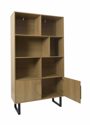 Bibliothèque bois décor forme abstraite Marron/Noir