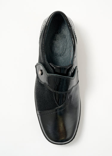 Derbies scratchées cuir largeur confort Vernis Noir