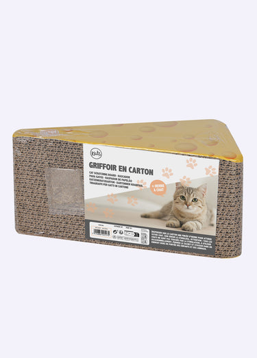 Griffoir carton en forme de fromage Jaune