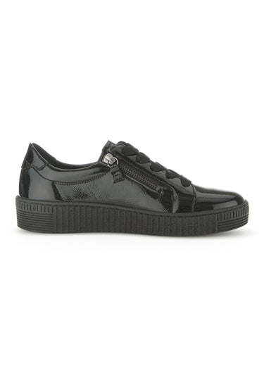 Baskets cuir semelle épaisse Vernis Noir