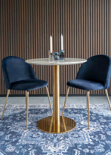 Table d'appoint effets marbre et laiton Blanc