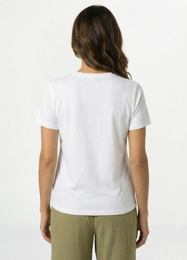 T-shirt manches courtes broderie sunset Blanc / rose fluo