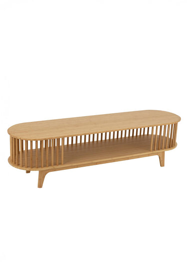 Banc TV ajouré en bambou naturel Naturel