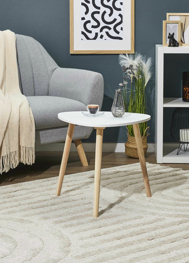 Table d'appoint forme galet, clair Blanc/Marron