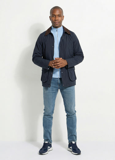 Veste déperlante avec col en velours Marine