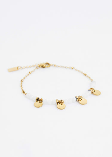 Bracelet perles et breloques acier Blanc
