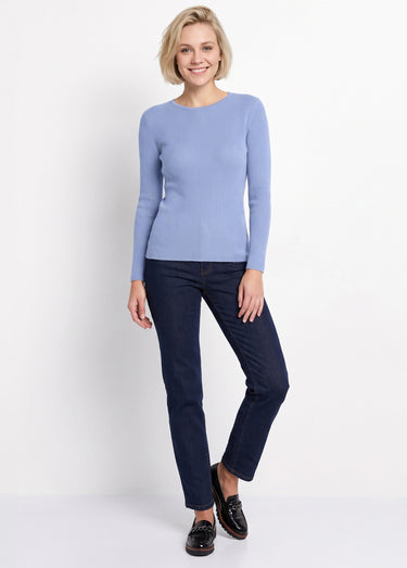 Pull chaud col rond laine mérinos Bleu