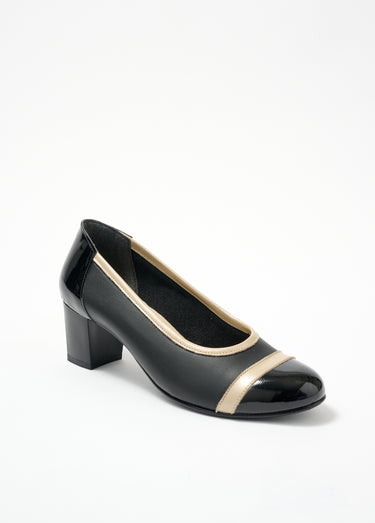 Escarpins à talons largeur confort bi-matière Noir