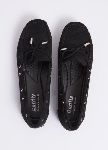Mocassins en suédine avec œillets métal Noir