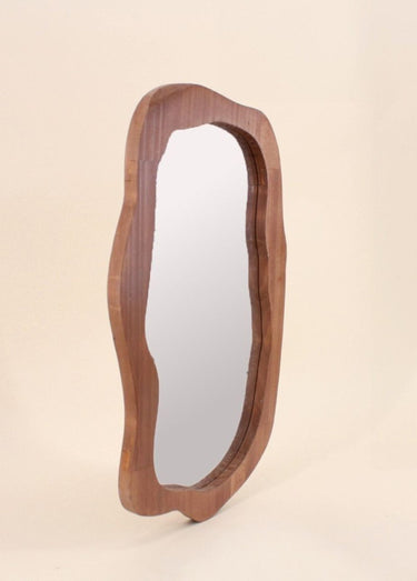 Miroir forme organique, effet bois brulé Naturel