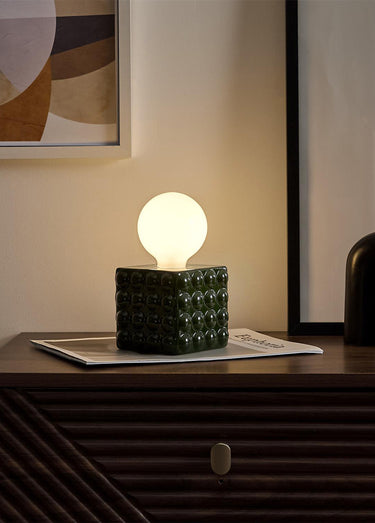 Lampe cube céramique nomade à piles Vert