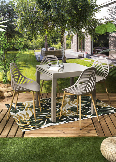 Table de jardin extensible verre, clair Beige
