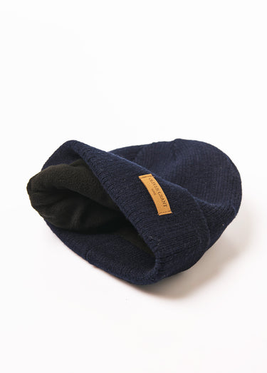 Bonnet chaud en maille fourré polaire Bleu