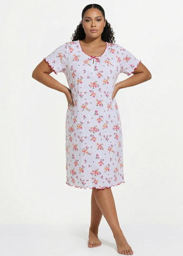Chemise de nuit coton manches courtes Rose/Peche
