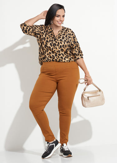Pantalon extensible taille élastiquée Camel