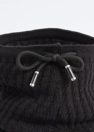 Tour de cou maille et sherpa, stries Noir