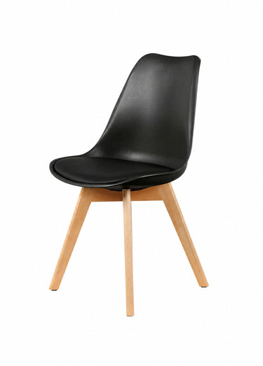 Set 4 Chaises assise coque et pieds bois Noir