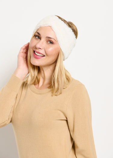 Bandeau type headband fausse fourrure Ecru