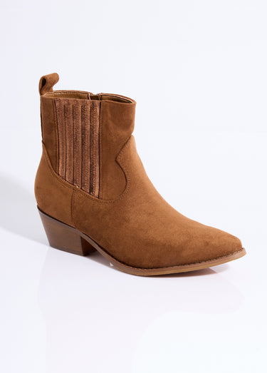 Boots western suédine détail métallisé Camel