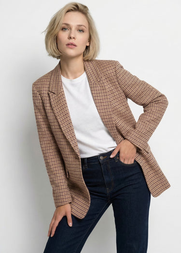 Veste à carreaux 1 bouton style blazer Carreaux Bordeaux