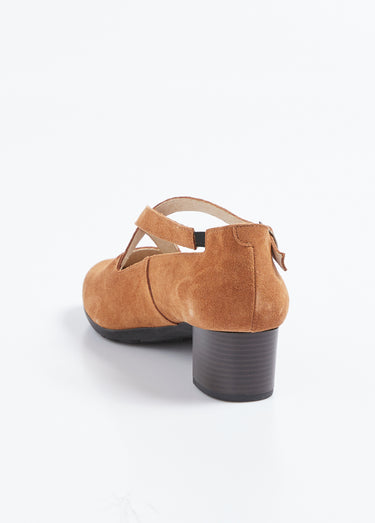 Escarpins à talons largeur confort cuir Camel