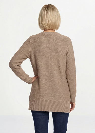Pull-tunique jersey envers et torsades Taupe