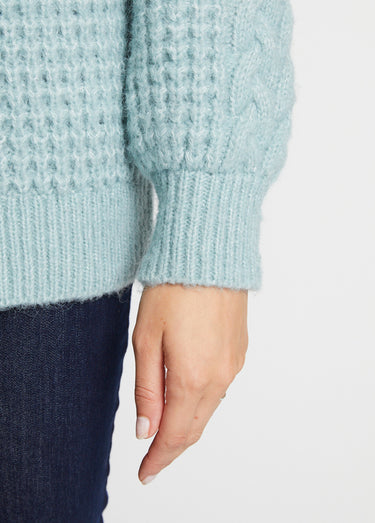 Pull chaud col rond maille moelleuse fantaisie Vert