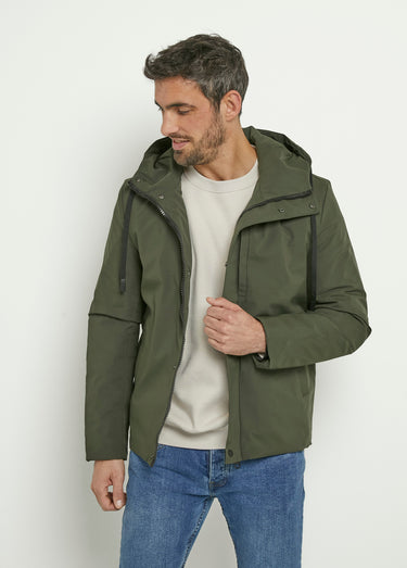 Veste déperlante chaude à capuche Kaki