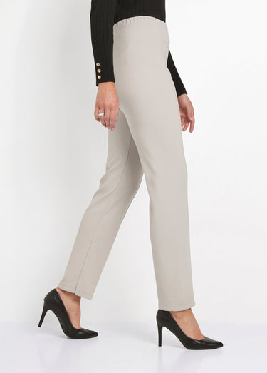 Pantalon droit taille élastiquée maille côtelée Gris Clair