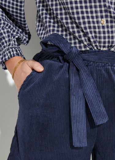 Short en velours à grosses cotes Marine