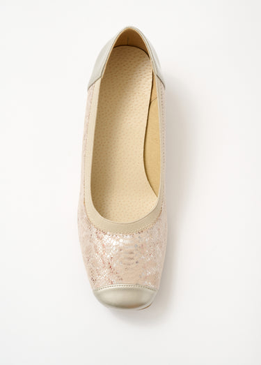 Escarpins compensés grande largeur Fantaisie Beige